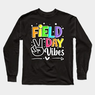 Field Day Vibes Funny For Teacher Kids Field Day 2024 Red T-Shirt Long Sleeve T-Shirt